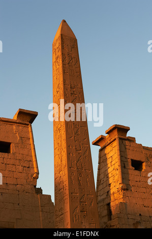 L'Egitto, la Valle del Nilo, Luxor, il Tempio di Luxor con un obelisco Foto Stock