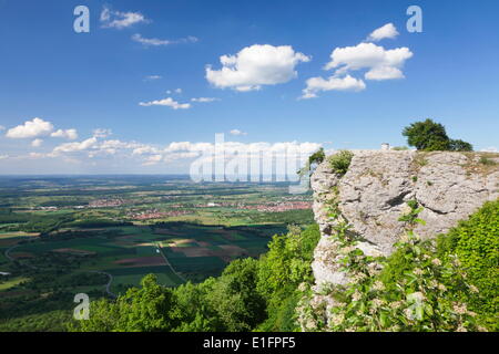 Vista da Breitenstein Rock, Kirchheim Teck, Svevo, Baden Wurttemberg, Germania, Europa Foto Stock