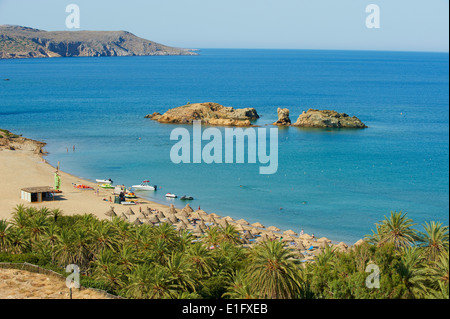 La Grecia, Creta isola, spiaggia di Vai e palme, Creta orientale Foto Stock