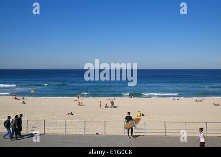 La spiaggia di Bondi, Sydney, Australia. Il 3 giugno, 2014. Sydney continua a godere di temperature sopra la media con le spiagge ancora occupato in inverno, martedì 3 giugno 2014 Credit: martin berry/Alamy Live News Foto Stock