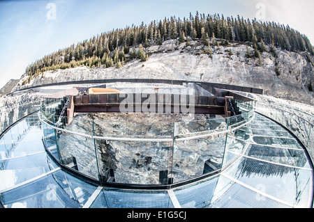 Il nuovo di zecca (Maggio 2014) il Glacier Skywalk piattaforma di osservazione 918 piedi sopra il piano della valle. Jasper, Alberta. Canada Foto Stock