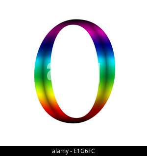 Numero zero, 0 realizzato dal colore arcobaleno Foto Stock