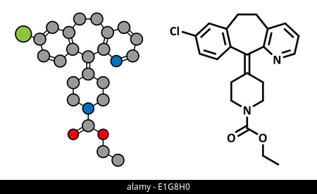 La loratadina antistaminico farmaco, struttura chimica. Usato per trattare la febbre da fieno, orticaria e allergie. Foto Stock