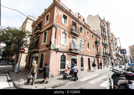 Scena di strada, La Barceloneta, Barcellona, in Catalogna, Spagna. Foto Stock