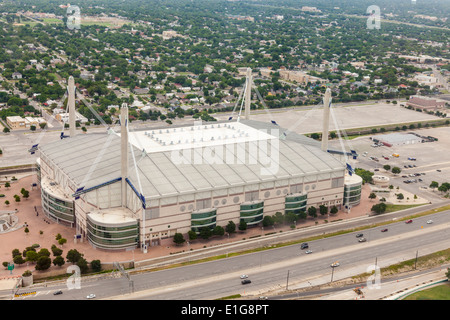 Vista dalla Torre delle Americhe nel HemisFair Park di San Antonio, Texas. Foto Stock