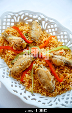 Arroz con pollo (pollo e riso), Puerto Rico Foto Stock