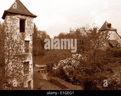 Una torre di Carennac,più bei villaggi della Francia Foto Stock