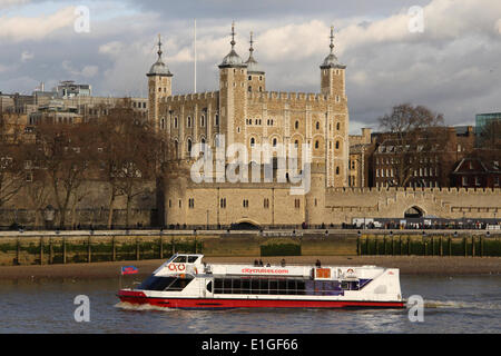 Londra: Torre di Londra e al Fiume Tamigi, 2014/01/10 Foto Stock