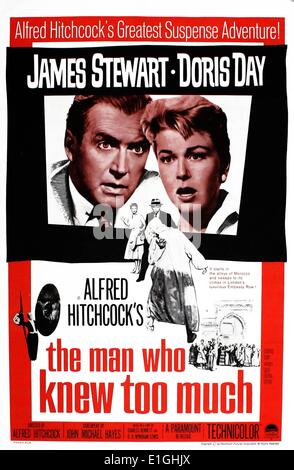 L'uomo che sapeva troppo un 1956 suspense thriller film con protagonista James Stewart e Doris Day. Foto Stock