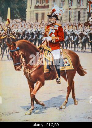 George V (George Frederick Ernest Albert; 3 Giugno 1865 - 20 gennaio 1936) era il re del Regno Unito e i domini britannici, e l'imperatore di India, dal 6 maggio 1910 fino alla sua morte. Foto Stock