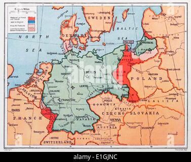 Mappa della Prussia in Germania circa nel 1870 Foto Stock