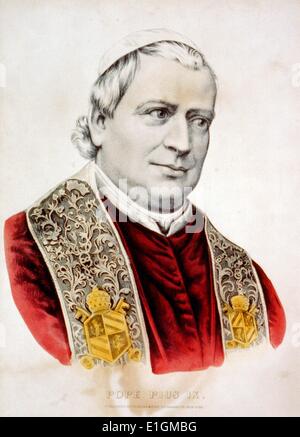 Colorate a mano litografia di creato da Currier e Ives di Sua Santità il Papa Pio IX. Datata 1870 Foto Stock