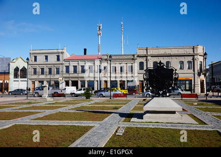 Punta Arenas stemma in waterfront park Cile Foto Stock