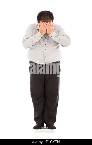 Fat business man troppo incredibile il suo peso alla faccia del coperchio Foto Stock