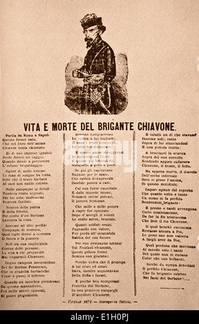 La vita e la morte del brigante Chiavone un cantastorie Fiorentino 1874 Foto Stock