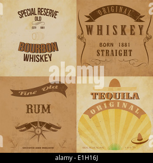 Vintage alcool set di etichette. Foto Stock