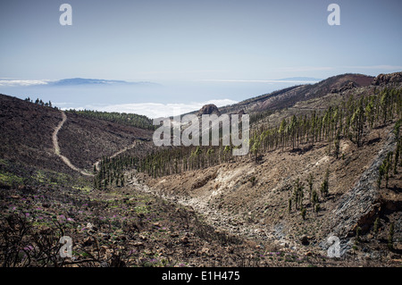 Vista dal Monte Teide con La Palma e La Gomera isole in background, Tenerife, Isole Canarie, Spagna Foto Stock