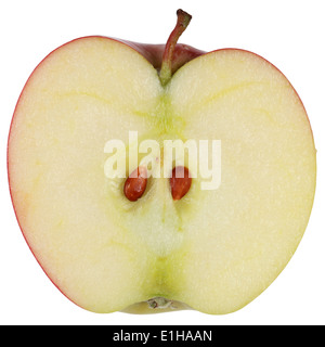 Fette di mela rossa isolato su sfondo bianco Foto Stock