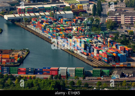 Vista aerea, Dortmund porta con il terminal container, Dortmund, distretto della Ruhr, Nord Reno-Westfalia, Germania Foto Stock