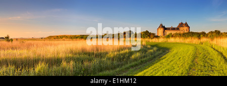Panorama del castello medievale di sunrise Foto Stock