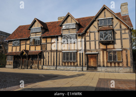 Il luogo di nascita di William Shakespeare su Henley Street a Stratford upon Avon, Warwickshire, Inghilterra, Regno Unito. Foto Stock