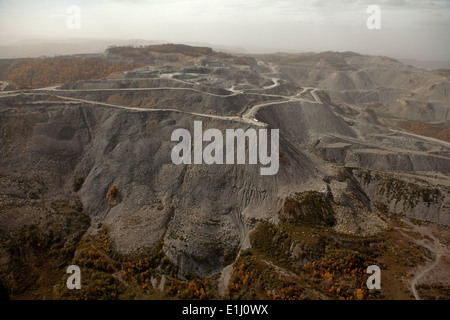 Paesaggio appiattita con le miniere di carbone mountaintop distacco, Appalachia, Saggio County, Virginia, Stati Uniti d'America, vista in elevazione Foto Stock