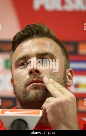 Gdansk, Polonia 5th, giugno 2014 Polish National football team stampa Conferenza prima della Lituania partita amichevole a PGE Arena Stadium. Southampton FC portiere Artur Boruc parla ai media durante la conferenza Credito: Michal Fludra/Alamy Live News Foto Stock