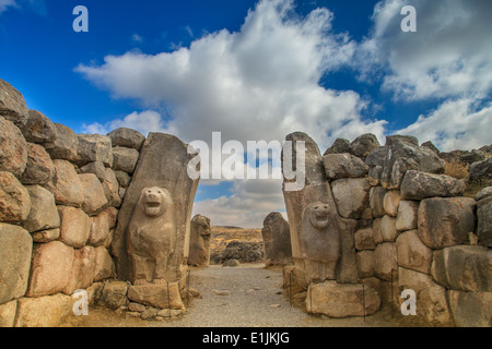 I Lions Gate, antica città di Hattusa Foto Stock
