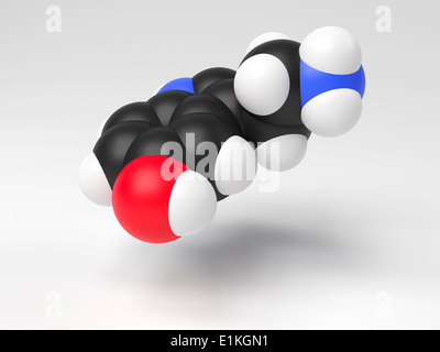 Molecola di serotonina modello di computer che mostra la struttura di una molecola del neurotrasmettitore (nervo chimica di segnalazione) Foto Stock