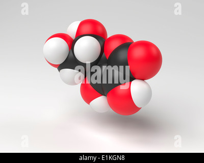 La vitamina C molecola modello di computer che mostra la struttura di una molecola di vitamina (acido ascorbico) Vitamina C si trova nella frutta Foto Stock