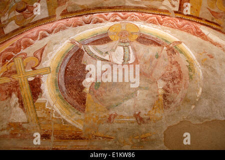 Saint-Savin sur Gartempes chiesa abbaziale portico occidentale pittura : Cristo in gloria Foto Stock