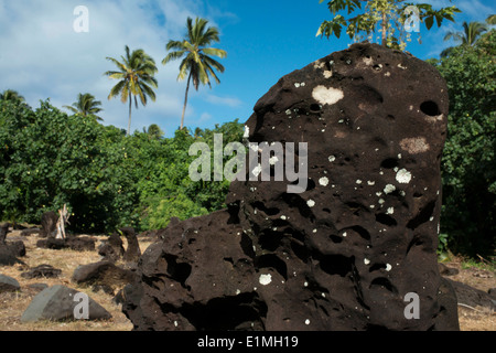 Aitutaki. Isole Cook. Polinesia. Oceano Pacifico del sud. Aitutaki luogo sacro. Primi insediamenti polinesiano. Tradizione orale hist Foto Stock