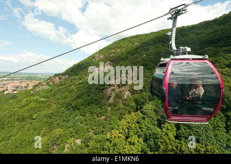Impressione di un giro con la linea aerea passeggeri in Bodetal, Thale, una media montagna in Germania centrale Foto Stock
