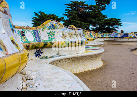 Teatro greco nel Parco Guell, Barcellona Foto Stock