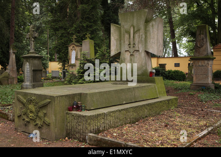 Monumento ai caduti soldato della galizia ucraina esercito a presidio del cimitero di Josefov, Central Bohemia Repubblica Ceca. Foto Stock