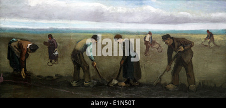 Contadini che piantano patate.(1884) dipinto di Vincent van Gogh.(1853-1890.) Foto Stock