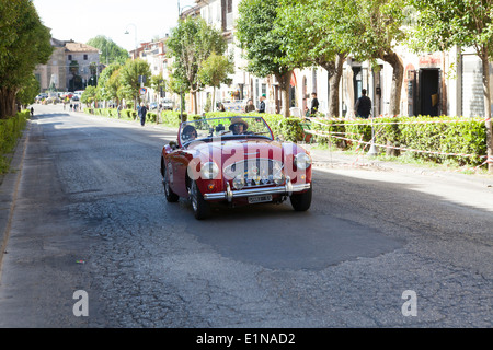 Tutti i team donna competere nel classico 1000 miglia auto da rally in Italia la guida una Austin Healey 100/4 BN1 dal 1955 Foto Stock