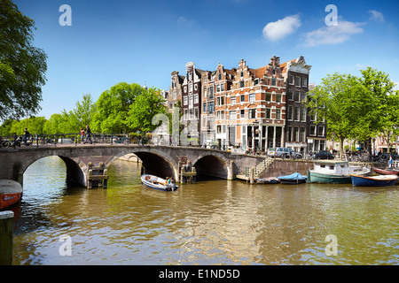 Canale di Amsterdam - Olanda Paesi Bassi Foto Stock