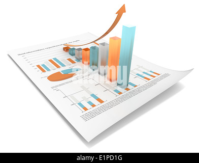 Abstract documento finanziario con 3D Grafico di vetro smerigliato. Foto Stock