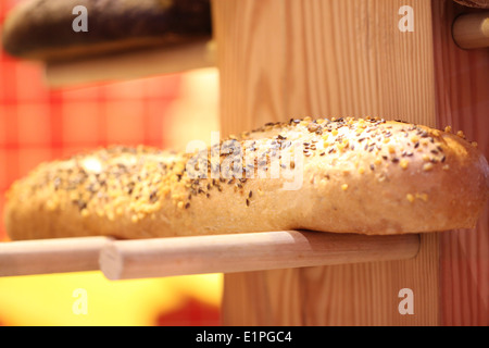 Pasta di pane cotto al forno con semi di papavero per alimenti sfondo. Foto Stock