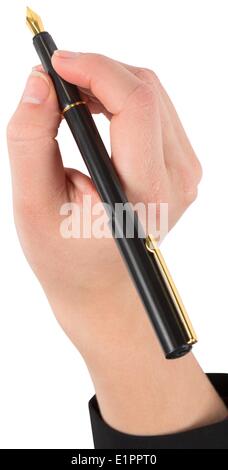 Businesswomans la scrittura a mano con penna stilografica Foto Stock