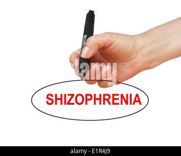 La scrittura di parola schizofrenia con marcatore su sfondo bianco realizzato in 2D software Foto Stock