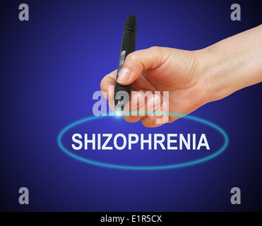 La scrittura di parola schizofrenia con marcatore sul gradiente dello sfondo realizzato in 2D software Foto Stock