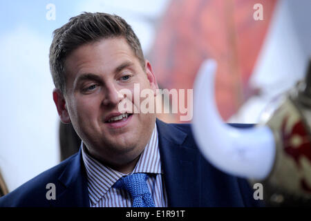 Attori Jonah Hill assiste il 'Come addestrare il vostro drago 2' Foto chiamata in Times Square il 6 giugno 2014 a New York City Foto Stock