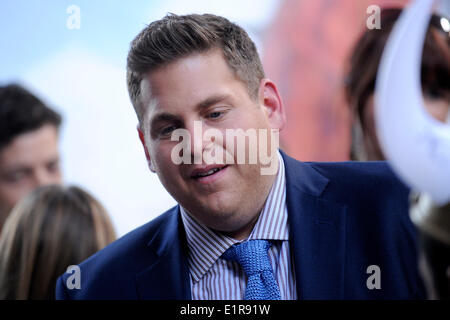 Attori Jonah Hill assiste il 'Come addestrare il vostro drago 2' Foto chiamata in Times Square il 6 giugno 2014 a New York City Foto Stock