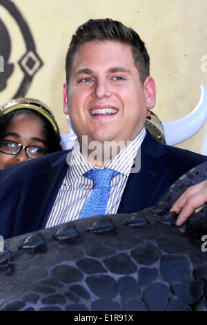 Attori Jonah Hill assiste il 'Come addestrare il vostro drago 2' Foto chiamata in Times Square il 6 giugno 2014 a New York City Foto Stock