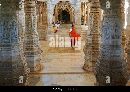 India Rajasthan, Ranakpur, tempio Jain Foto Stock