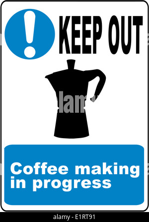 Funny caffè segno di avvertimento Foto Stock