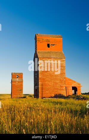 Vecchia granella ascensori , città fantasma di Neidpath, Saskatchewan, Canada Foto Stock