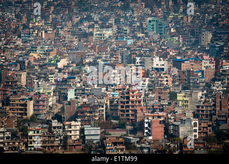 La vista di Kathmandu da Swayambhunath al di sopra di Kathmandu, Nepal Foto Stock